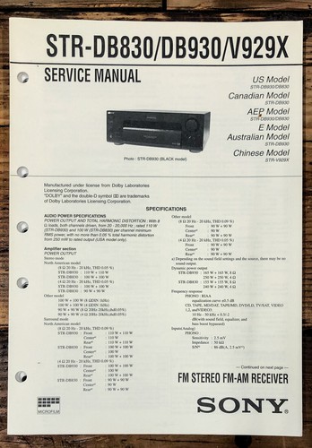 Sony str db830 dp930 v929x - -dp930, -v929x