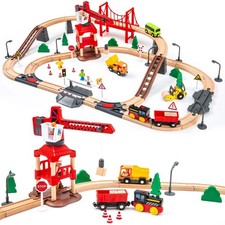 86pcs Wooden Train Set with