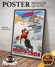 copia autore POSTER VINTAGE Limone Piemonte  Cros montagne inverno sci  neve