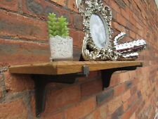 Scaffale rustico in legno massello di rovere fatto a mano mensola in ghisa staffe mensola