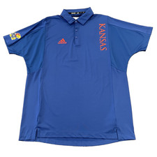 Adidas Kansas Jayhawks Blu Coordinatore Polo H50553 Taglia Uomo Large Nuove con etichette