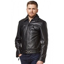 Giacca pelle nera uomo - pelle,