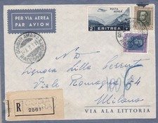 1938 ERITREA, PA n. 23+199+201 su lettera a Milano