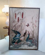 Grande Quadro Frette Oche Anatre stampa su tessuto stile orientale shabby chic 