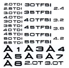 LOGO SCRITTA 3D per AUDI 2.0 2.5 3.0 4.0 5.0TDI 30 35 40 45 50 55 TFSI TDI A3