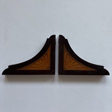 Antichi pannelli angolari vittoriani intarsiati - coppia di ornamenti in legno intarsiato