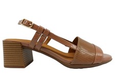 Sandali scarpe donna con tacco basso Geox D45RLA  casual eleganti pelle taupe 39