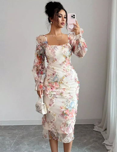 Tubino elegante floreale - tubino,
