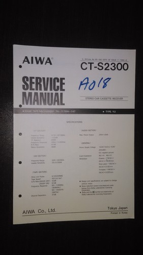 Aiwa s2300 manuale di - ct-s2300,
