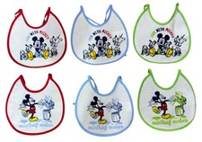 Set 6 Bavaglini Piccoli In Spugna Neonato Disney Mickey Mouse Retro In PVC