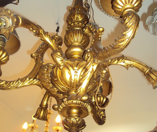 Antico lampadario legno - legno, 6