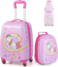 MonTravel Set Trolley Unicorno per Bambini 2 Pezzi Valigia Rigida e Zainetto Bag