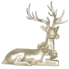 Renna Seduta in Oro Elegante