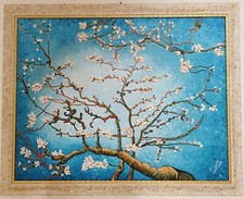 Quadro "Ramo di mandorlo fiorito" -Van Gogh, dipinto a mano olio su tela 70x90cm