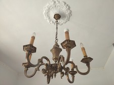 Lampadario antico vintage a sei lampadine forma di candela, Coppia X2 Pezzi