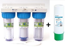 Sistema filtro acqua 10" 3 stadi cisterna acqua domestica pozzo 3/4" + filtro ferro