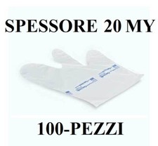 GUANTI 100 PZ A 3 DITA HACCP SERVIZIO CASSA BANCONE SPESSORE 20 MY MICRON PROF
