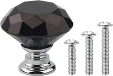 20 Pcs Pomelli per Mobili in Cristallo Nero Diamante, Maniglie per Cassetti, Cre