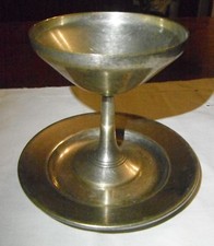 COPPE DA GELATO di MODERNARIATO N.3-anni '60 in METALLO+PIATTINO+CUCCHIAINI N.3