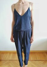 Abito tuta satinata blu notte semifoderata, Zara Basic, taglia M