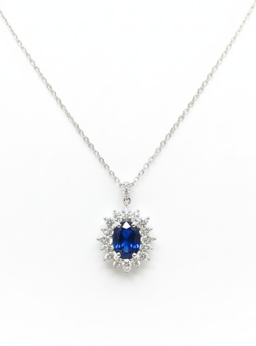 Collana con zaffiro diamanti - con,