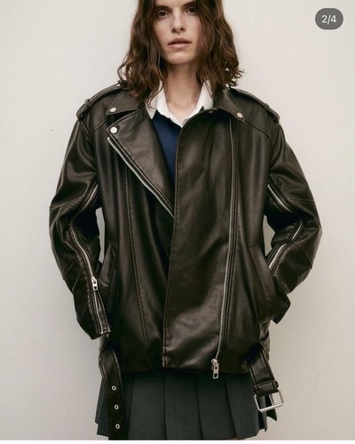 Zara giacca biker - zara, ecopelle