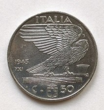 Regno d'Italia Moneta 50 Centesimi Impero 1943 Vittorio Emanuele III Rara