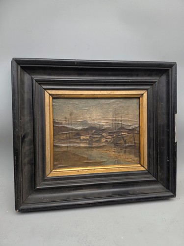 Quadro antico olio tavola - olio, su