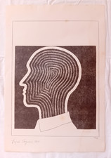Litografia originale Di profilo Angelo Cagnone 1967 firmata dim. 34,5x51,0 cm