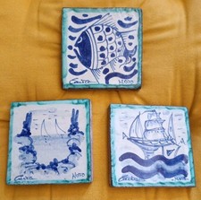 NOTO 3 Piastrelle Maiolica Fatte A Mano Blu Mare