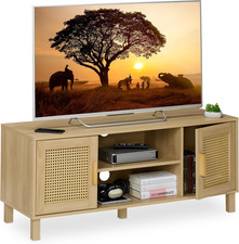 Mobile per TV, Design in Rattan, Mobiletto Porta Televisore 50 Pollici, HLP: 48X