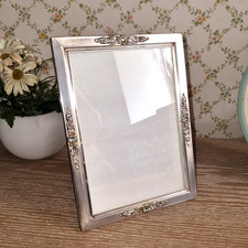 Vintage Portafoto Cornice Silver 2 Posizioni - Metallo, Pietre - 16,2 x 20,2 cm