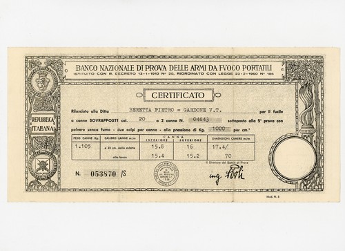 Pietro beretta certificato - pietro,