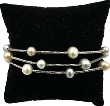 Bracciale miluna 3 fili con perle tre colori argento 925 Made in Italy