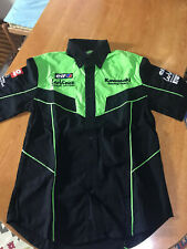Nuovo Official Kawasaki Team Race Wear Nero/Verde Camicia Paddock.