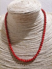 Collana cm 44 vero corallo rosso mm 5 NATURALE argento 925