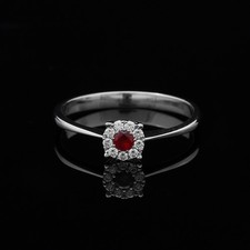 GIORGIO VISCONTI SOLITARIO ORO BIANCO 18KT BRILLANTI 0.08 CT E RUBINO 0.09 CT