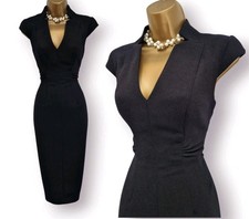 Abito Karen Millen UK 14 nero crepe forever smoking balze matita occasione