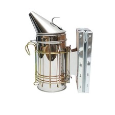 Affumicatore per api in acciaio inox con cilindro, scudo termico e soffietto in