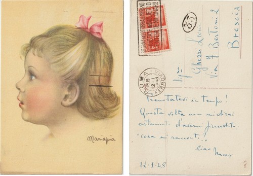 Bambina cartolina illustrata - bambina,
