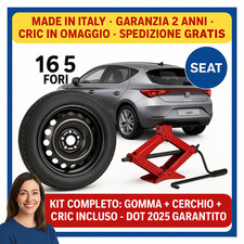 ? **Kit Ruotino Di Scorta Seat Leon 16” 5 Fori Con Cric Omaggio DOT2025 ?**