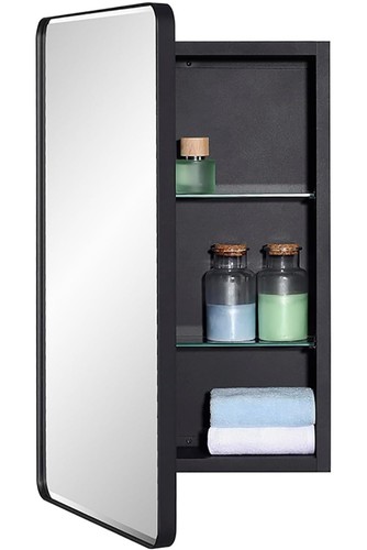 Specchio bagno nero - , armadietto