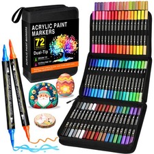 Pennarelli Acrilici Doppia Punta, 72 Colori Acrylic Paint Marker Set per Adulti 