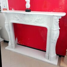 Cornice di Camino in marmo scolpito bianco mod 7 arredo casa lusso stile francia