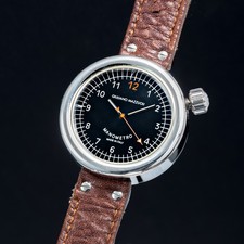 GIULIANO MAZZUOLI MANOMETRO ACCIAIO INOX QUADRANTE NERO CINTURINO PELLE