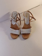 Sandalo vintage FAMOLARE Get There ITALY 7,5N bianco punta aperta slingback