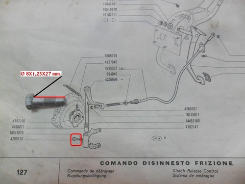 Bullone vite forcella frizione - vite,