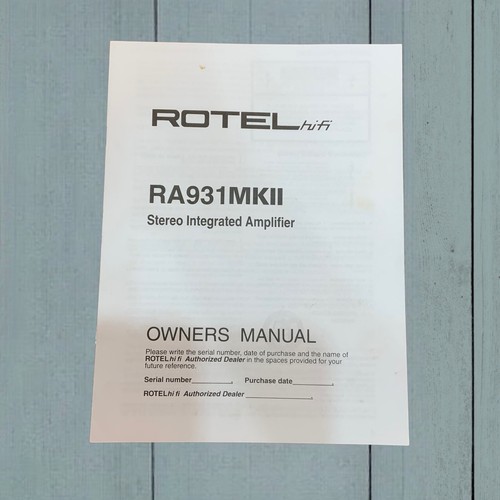 Rotel ra931mkii manuale - ra931mkii,