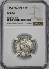1904 Francia 25 centesimi NGC