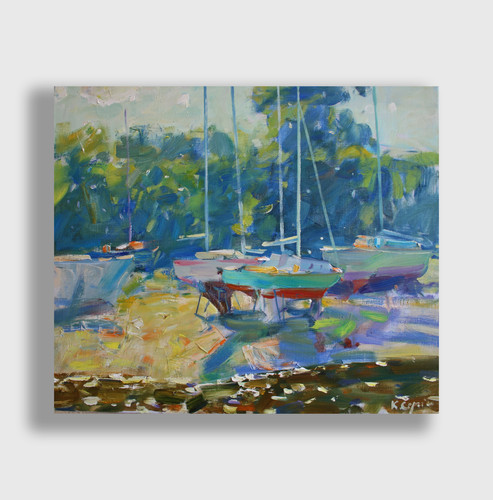 Dipinto olio yacht pittore - dipinto,